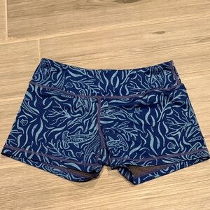Blue Patterned Athletic Shorts